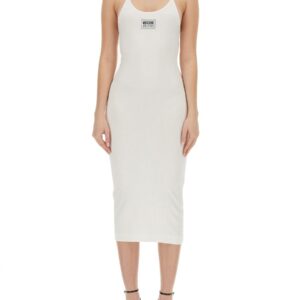 Refresh your wardrobe with the MOSCHINO JEANS women's RIBBED DRESS in White