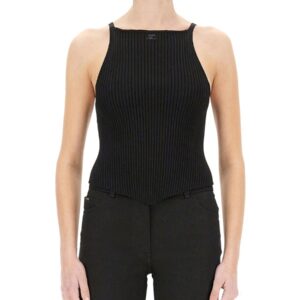 Refresh your wardrobe with the COURREGES women's RIBBED TANK TOP in Black