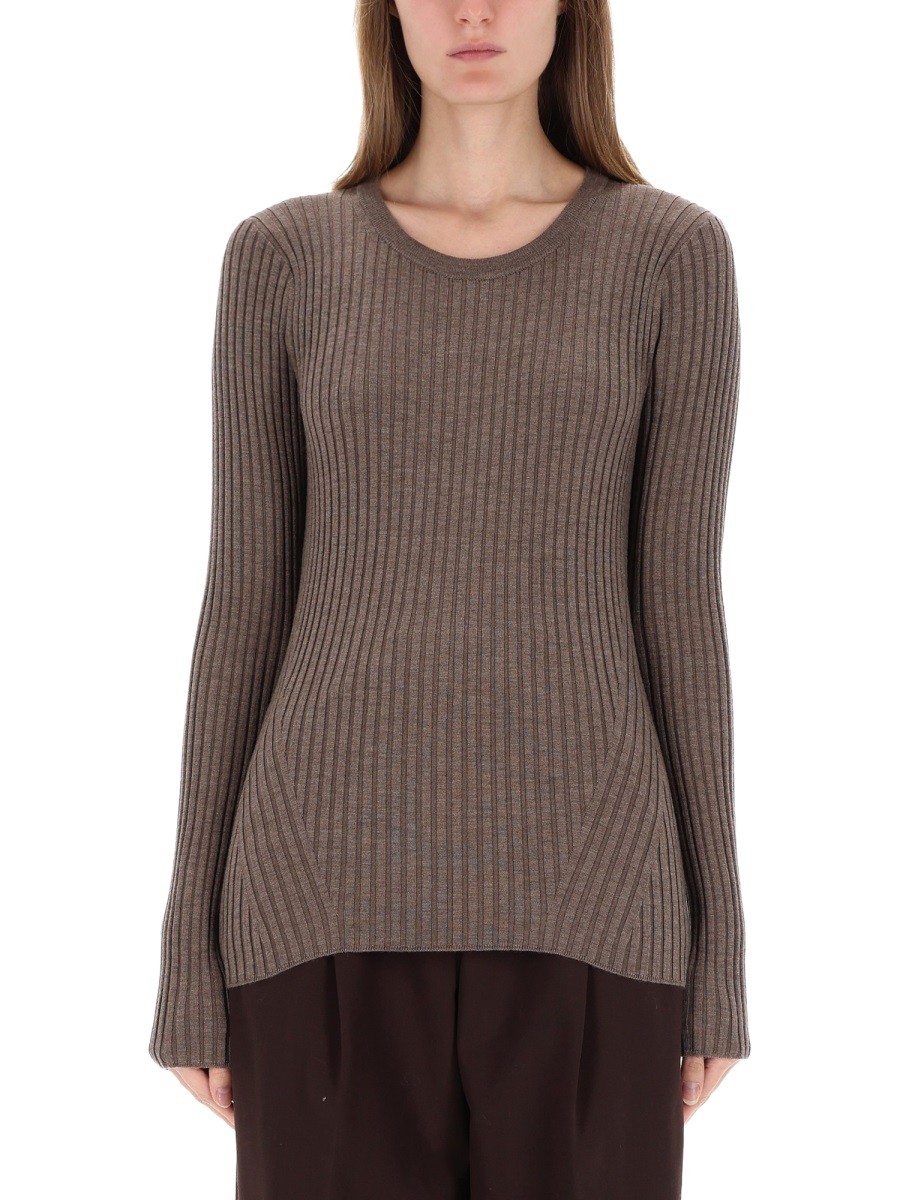 Explore the authentic Helmut Lang women's RIBBED TOP WITH OPEN BACK in Brown