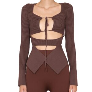 Discover the authentic ANDREADAMO women's RIBBED TOPS in Brown