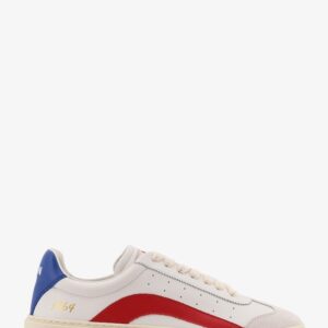 Discover the authentic Dsquared2 men's Rider leather low-top sneakers in Panna rosso blu