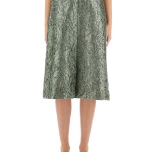 Explore the authentic Dries Van Noten women's RUCHED SATIN MIDI SKIRT in GREEN