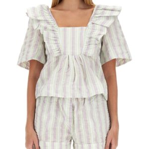 Discover the authentic GANNI women's RUFFLE BLOUSE in MULTICOLOUR