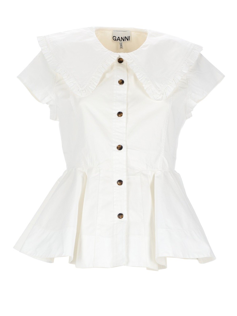 Discover the authentic GANNI women's RUFFLE SHIRT in White