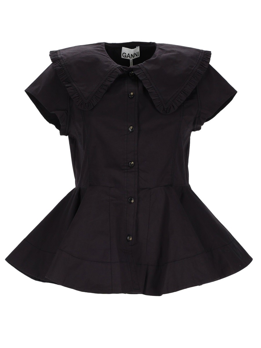 Discover the authentic GANNI women's RUFFLE SHIRT in Black