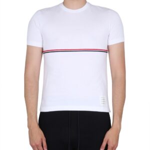 Refresh your wardrobe with the THOM BROWNE men's RWB STRIPE T-SHIRT in White