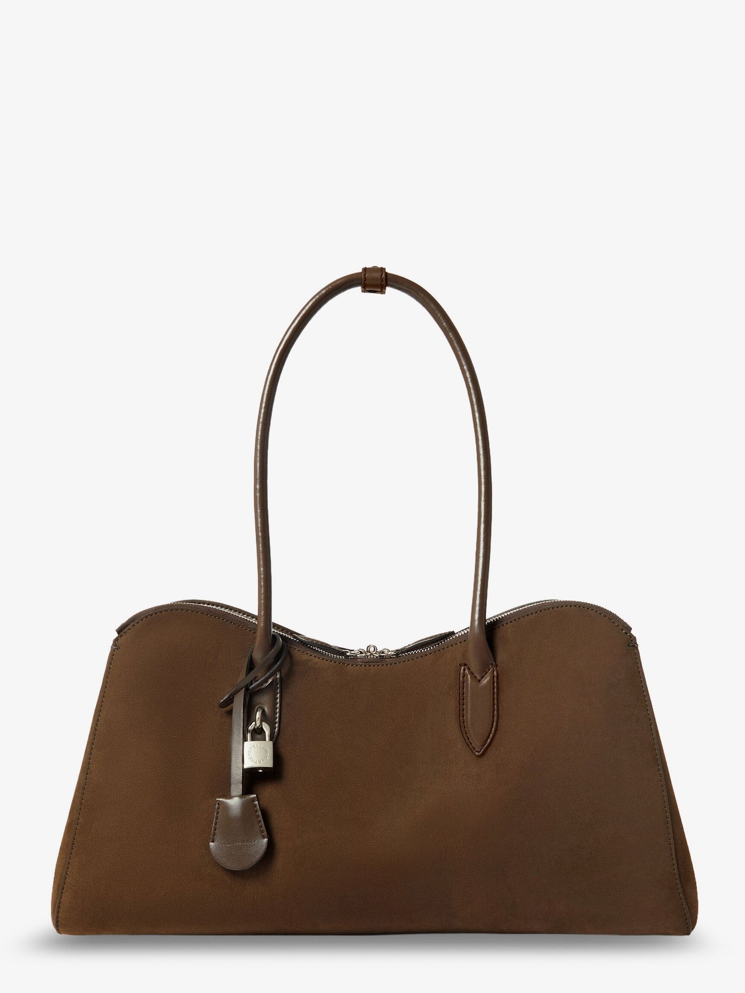 Explore the authentic stella mccartney women's Ryder vegan suede handbag in Moka