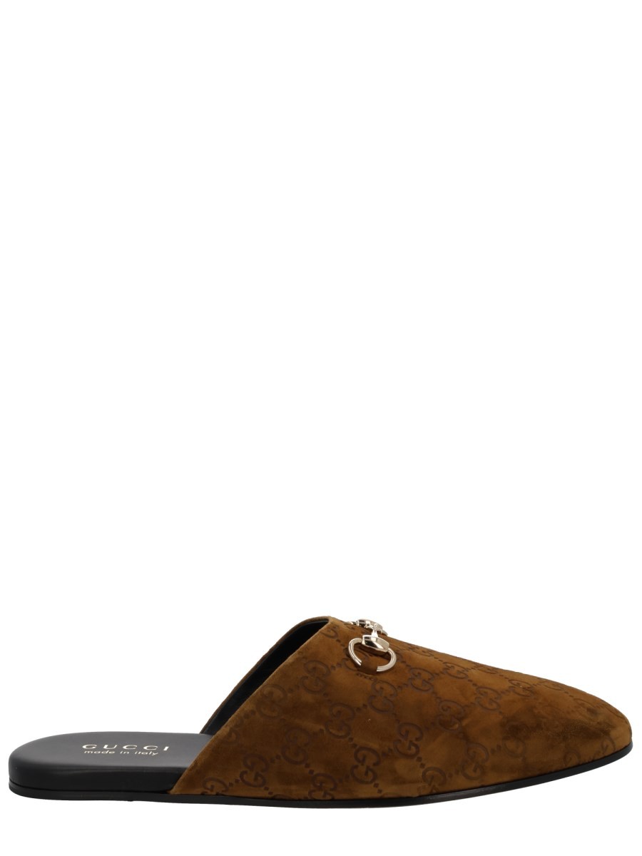 Discover the authentic Gucci men's SABOT WITH CLAMP in Brown