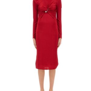 Discover the authentic Versace women's "SAFETY PIN" MIDI DRESS in Red