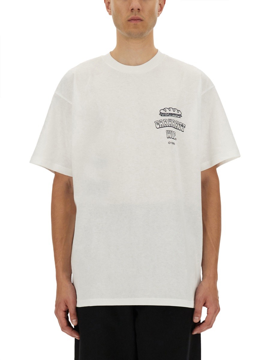 Refresh your wardrobe with the Carhartt Wip men's "SANDWICH" T-SHIRT in White