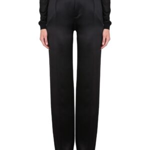 Refresh your wardrobe with the Saint Laurent women's SATIN FLARED PANTS in Black