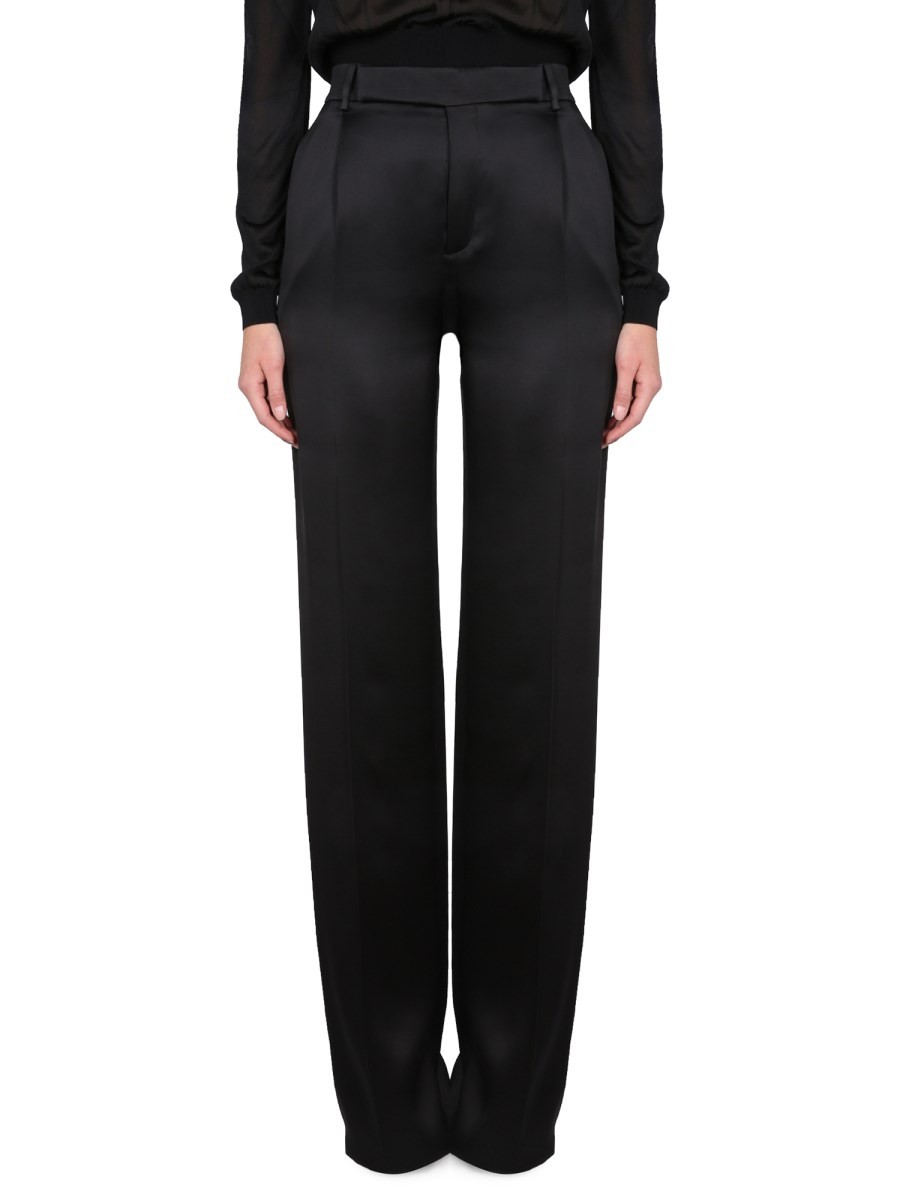 Refresh your wardrobe with the Saint Laurent women's SATIN FLARED PANTS in Black