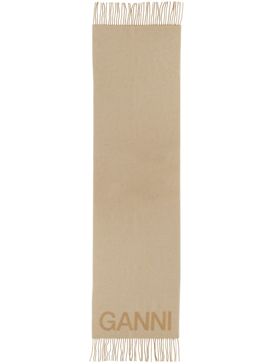 Refresh your wardrobe with the GANNI women's SCARF WITH LOGO in Ivory