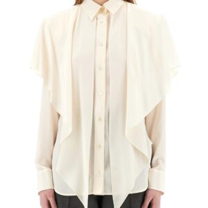 Shop the authentic stella mccartney women's SEMI-TRANSPARENT SHIRT WITH LAYERED PANEL in Ivory