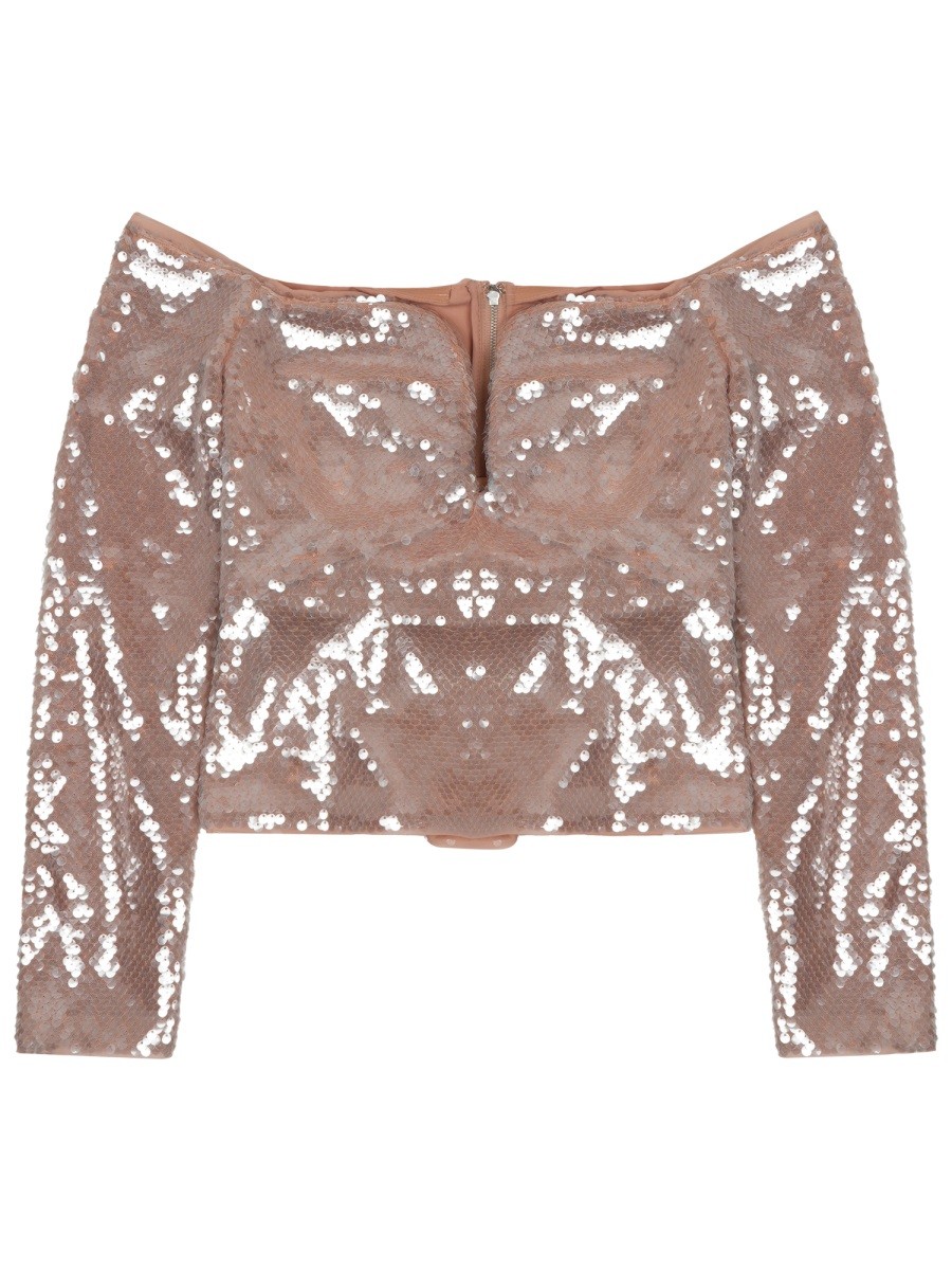 Explore the authentic SELF-PORTRAIT women's SEQUINED SLEEVELESS TOP in beige