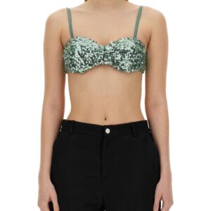 Refresh your wardrobe with the MOSCHINO JEANS women's SEQUINED TOP in Baby blue