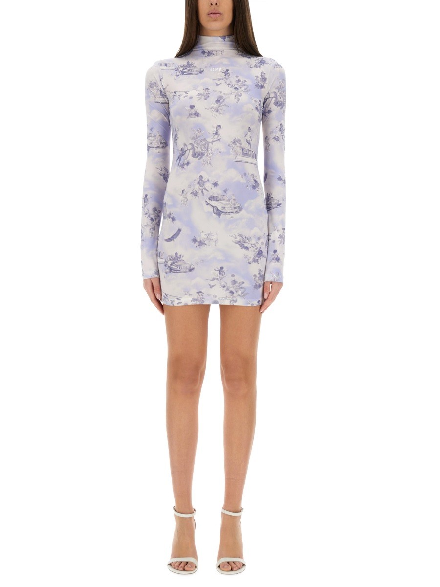 Explore the authentic Off-white women's "SERENITY" SHORT DRESS in Baby blue