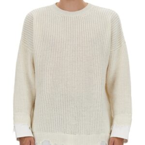 Explore the authentic MM6 MAISON MARGIELA men's SHIRT BOTTOM SWEATER in Ivory