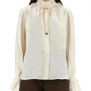 Refresh your wardrobe with the GANNI women's SHIRT WITH BOW in Ivory