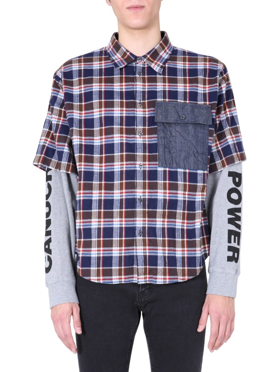 Refresh your wardrobe with the Dsquared2 men's SHIRT WITH DOUBLE SLEEVES in Blue
