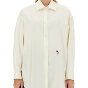 Explore the authentic Palm Angels women's SHIRT WITH EMBROIDERED LOGO in Ivory