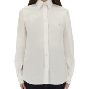 Explore the authentic Moschino women's SHIRT WITH "GOOSE" EMBROIDERY in White