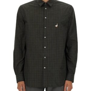 Refresh your wardrobe with the Moschino men's SHIRT WITH GOOSE EMBROIDERY in Grey
