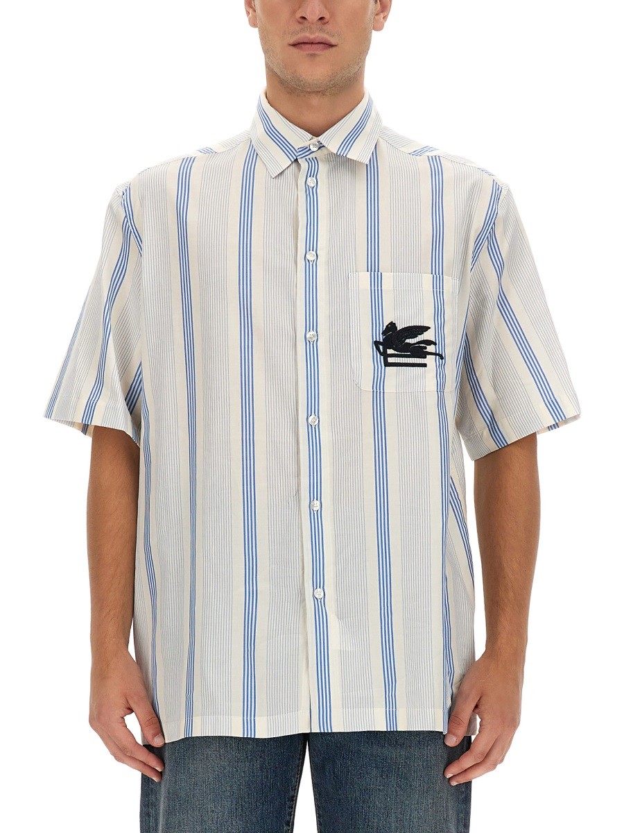 Discover the authentic Etro men's SHIRT WITH LOGO in Azure