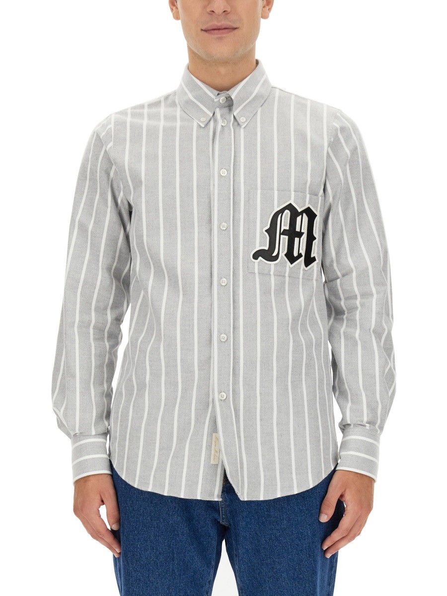 Discover the authentic msgm men's SHIRT WITH LOGO in Grey