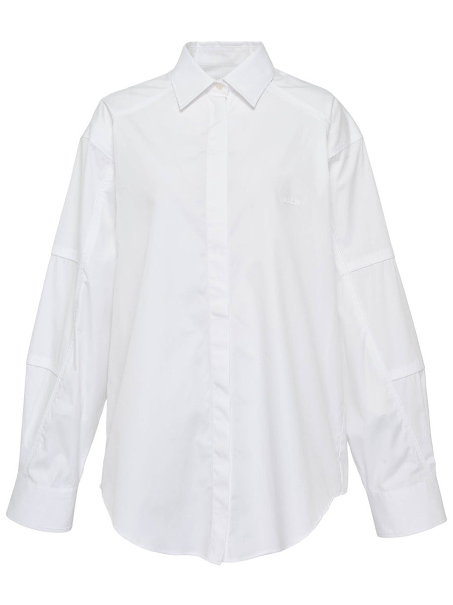 Discover the authentic msgm women's SHIRT WITH LOGO in White