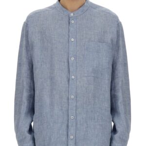 Explore the authentic Dolce & Gabbana men's SHIRT WITH MANDARIN COLLAR in Azure