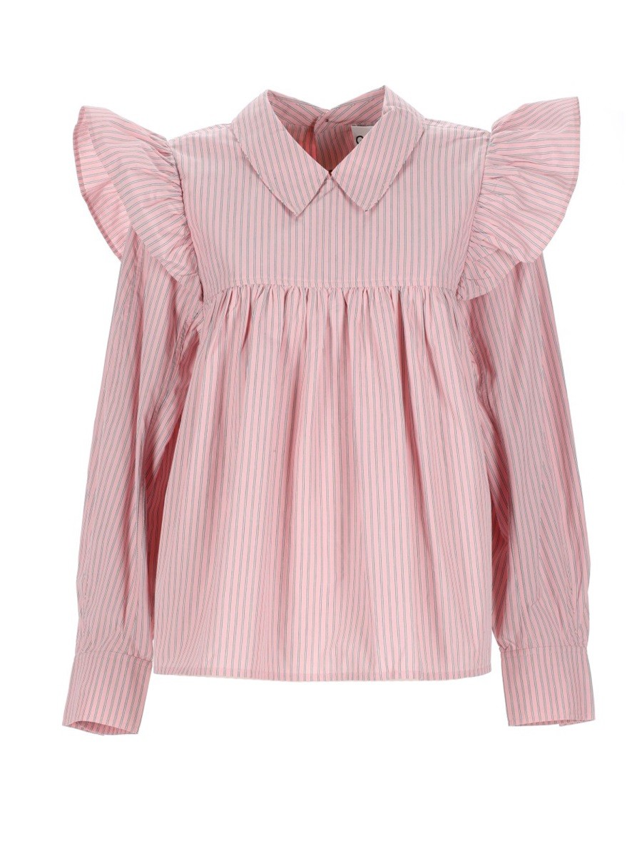 Refresh your wardrobe with the GANNI women's SHIRT WITH PUFFY STRAPS in Pink
