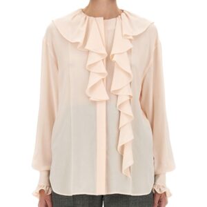 Explore the authentic Alexander Mcqueen women's SHIRT WITH RUFFLES in Pink