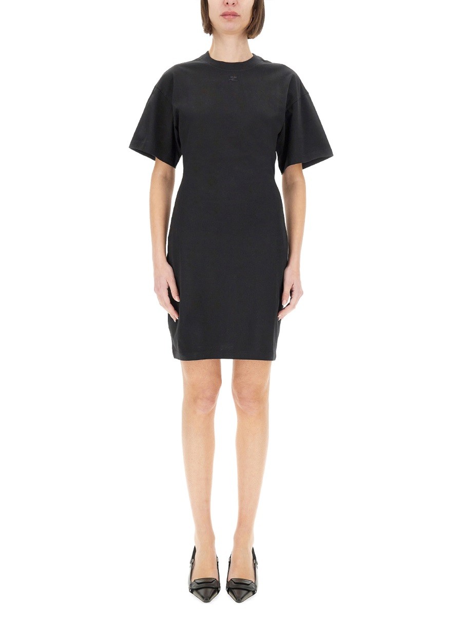 Refresh your wardrobe with the COURREGES women's SHORT COTTON DRESS in Black