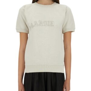 Explore the authentic Maison Margiela women's SHORT-SLEEVED SWEATSHIRT in Ivory