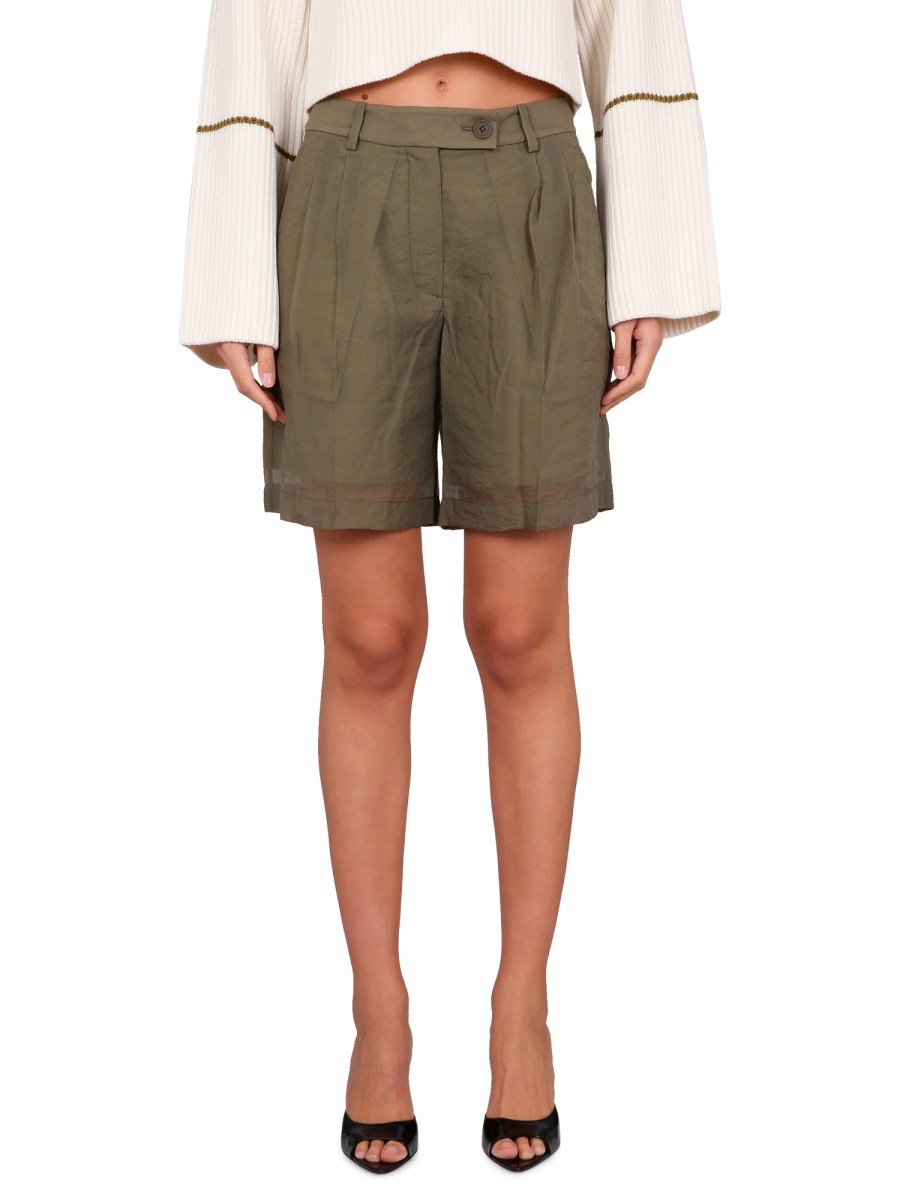 Explore the authentic Helmut Lang women's SHORT TRANSPARENT in Military green