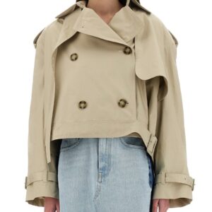 Explore the authentic stella mccartney women's SHORT TRENCH COAT WITH BELT in beige