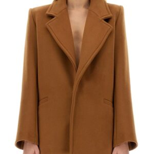 Refresh your wardrobe with the Saint Laurent women's SHORT WOOL COAT in beige