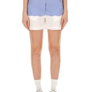 Refresh your wardrobe with the msgm women's SHORTS WITH LOGO BAND in Baby blue