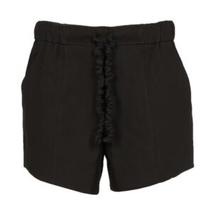 Explore the authentic GANNI women's SHORTS WITH RUFFLED ELASTIC in Black
