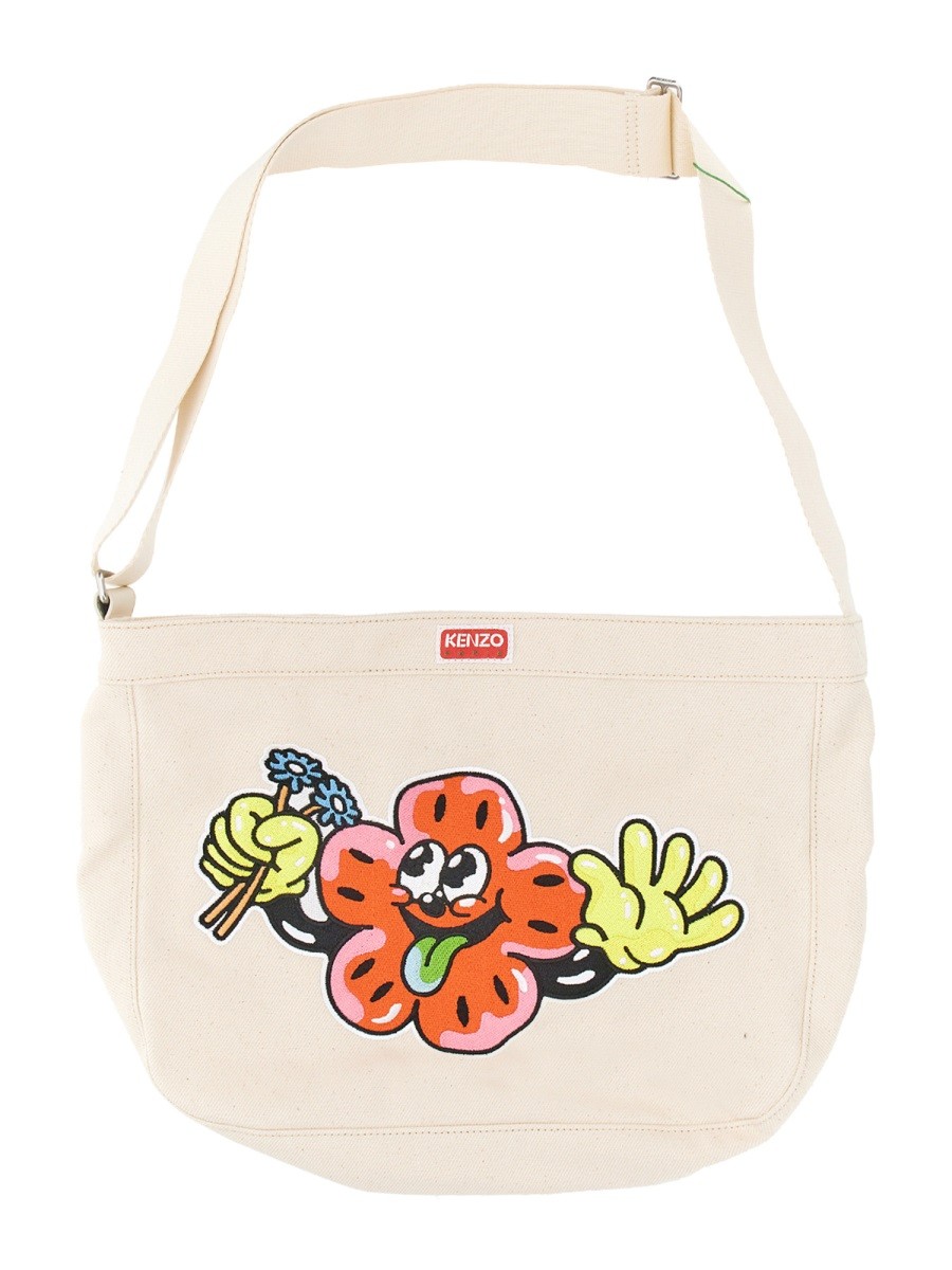 Explore the authentic Kenzo women's SHOULDER BAG WITH EMBROIDERY in POWDER