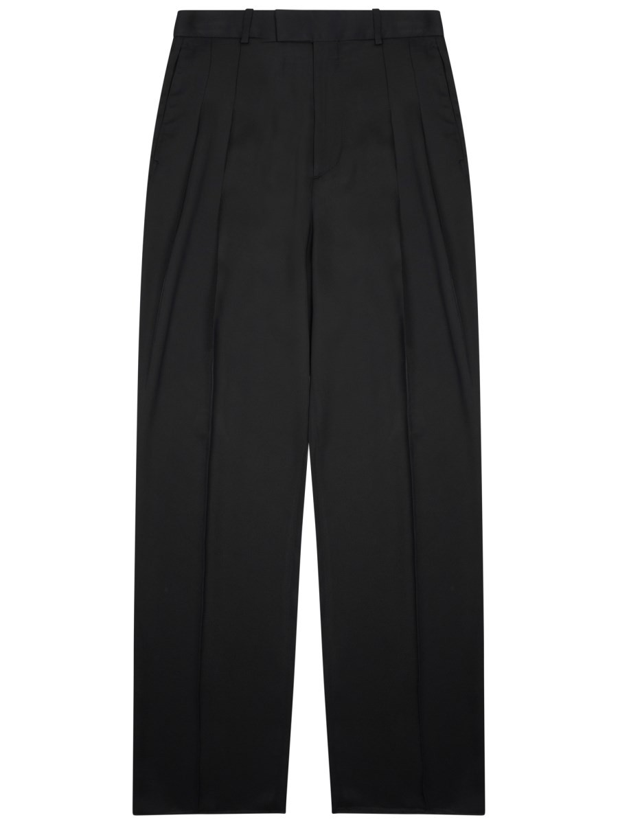 Explore the authentic Bottega Veneta women's SILK BLEND TAILORED PANTS in Black