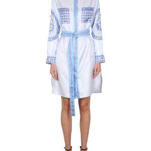 Refresh your wardrobe with the Burberry women's SILK CHEMISIER DRESS in Blue