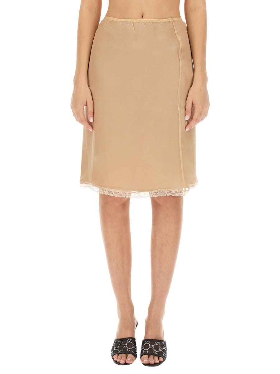 Discover the authentic Gucci women's SILK CHIFFON SKIRT in Nude