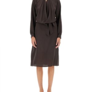 Discover the authentic KITON women's SILK DRESS in DARK BROWN