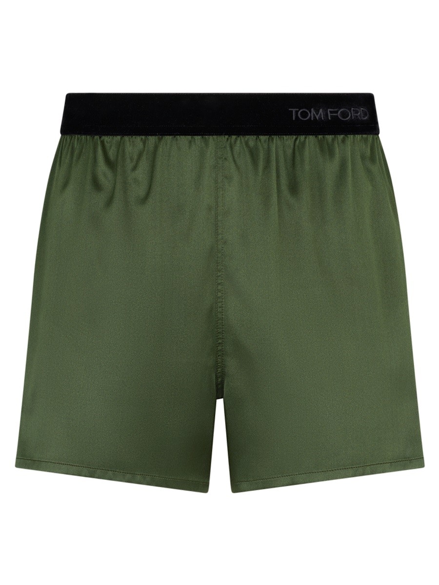 Refresh your wardrobe with the TOM FORD women's SILK PAJAMA SHORTS in GREEN