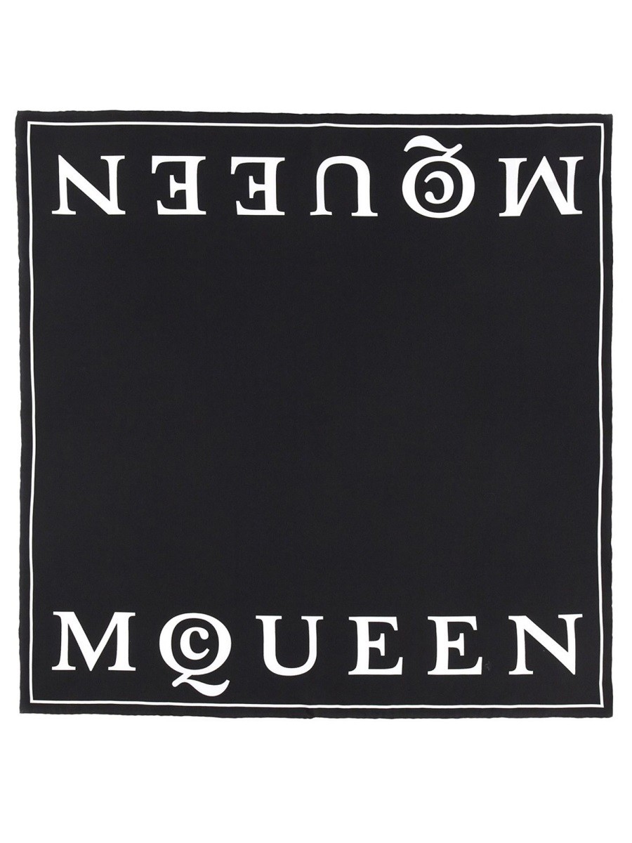 Elevate your look with the Alexander Mcqueen women's SILK SCARF in Black