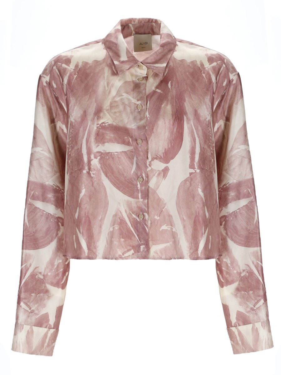 Discover the authentic ALYSI women's SILK SHIRT in POWDER