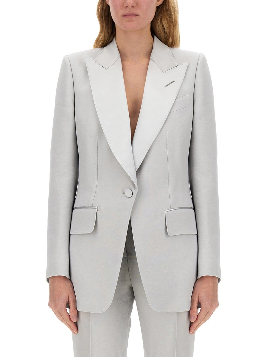 Discover the authentic TOM FORD women's SINGLE-BREASTED TUXEDO JACKET "BIANCA" in Grey