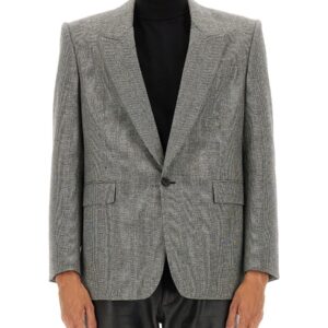 Explore the authentic Saint Laurent men's SINGLE-BREASTED WOOL FLANNEL JACKET in Grey